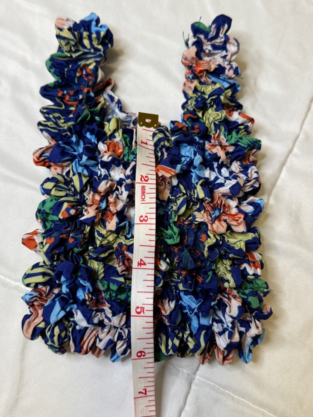 Crinkle Popcorn Floral Mini Tote Bag Multicolored‎ Blue Pink Green - Picture 5 of 8